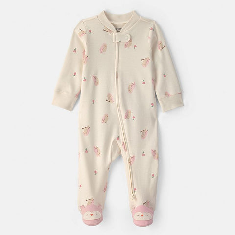 Baby Girl's 100% Cotton 2-Way Zip Sleep & Play Pajamas W110610