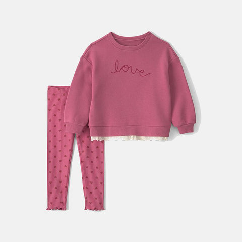 Baby Girl's 2-Piece 'Love' Fleece Long Sleeve Top & Pants Set 1V912810