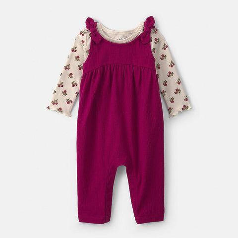 Baby Girl's 2-Piece Shirt & Corduroy Overall Set 1W081610