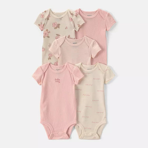 Baby Girl's 5-Pack Floral Short Sleeve Bodysuits 1V241810