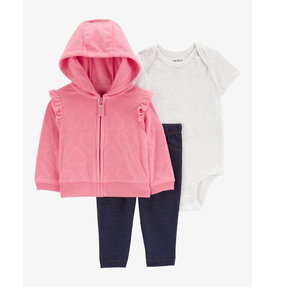 Baby Girls' 3-Piece Pink Heart Little Jacket Set 1R538310-650