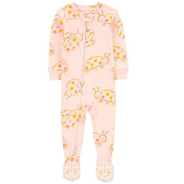 Baby Girls' 1-Piece Peach Ladybug Sleeper 1R015710-969