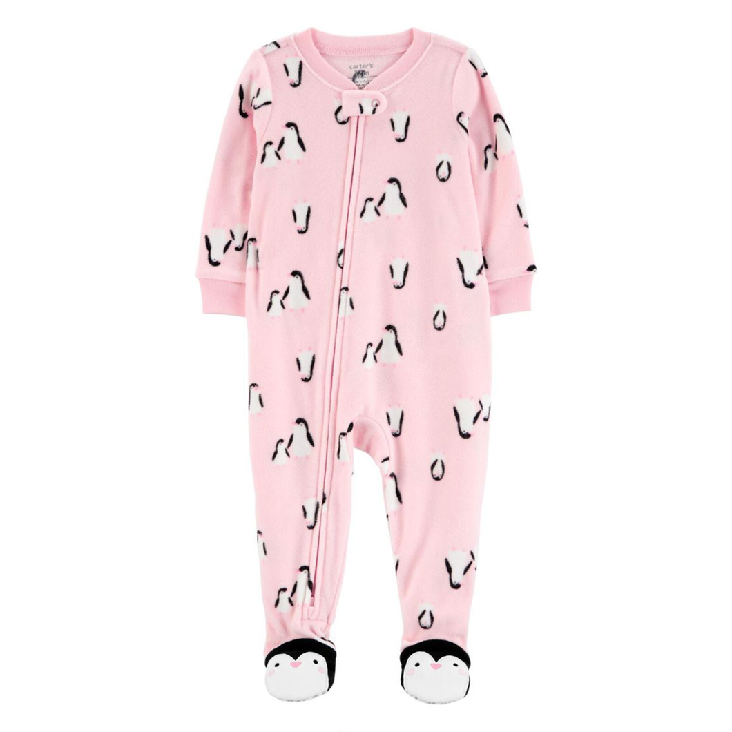 Baby Girls' 1-Piece Penguin Fleece Footie Pajamas R499310