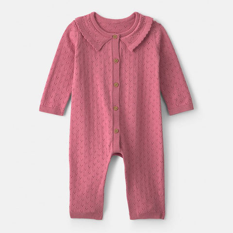 Baby Girls' 100% Cotton Pointelle Long-Sleeve Jumpsuit 1W121210