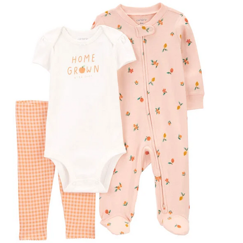 Baby Girls' "Home Grown" Fruit 3-Piece Pajama Set 1R038510-650
