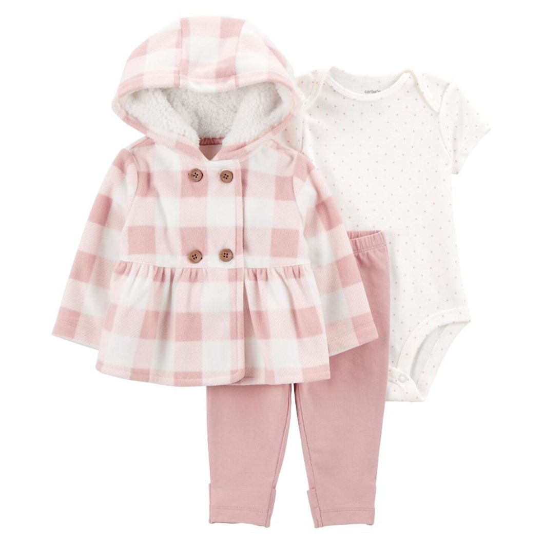 Baby Girls' 3-Piece Plaid Cardigan Set 1R959710