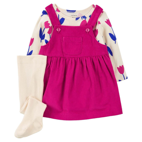 Baby Girls' 3-Piece Tulip Tee & Corduroy Jumper Set 1R972010 