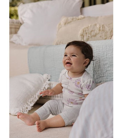 Baby GIrls' 5-Pack Floral Short-Sleeve Bodysuits 1R035910 picture of baby girl with body suit.