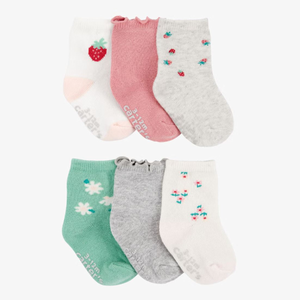 Baby Girls' 6-Pack Berry Flower Crew Socks S523310