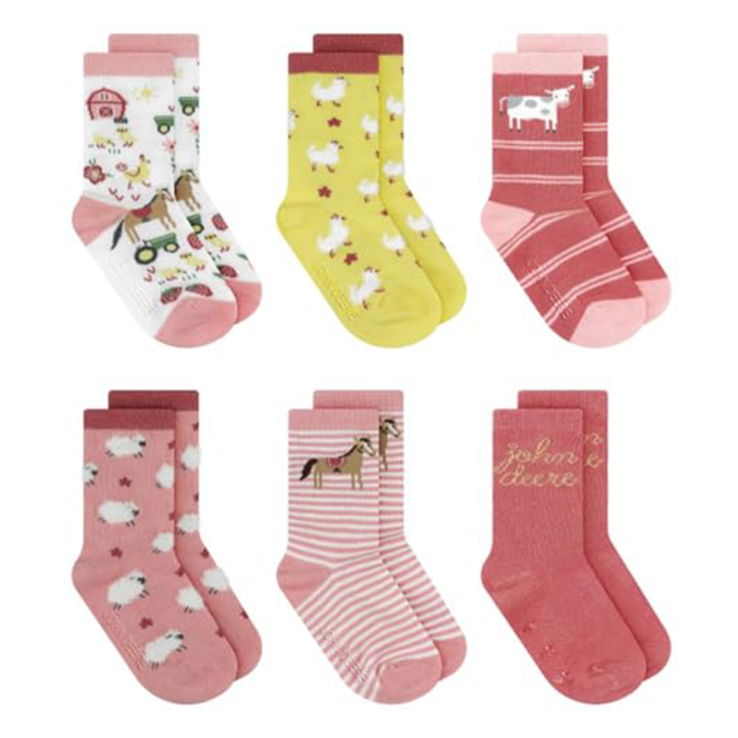 Baby Girls' 6-Pack Farm Animal Crew Socks JD638MULTI