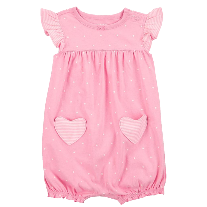 Baby Girls' Pink Heart Cotton Romper 1S488210