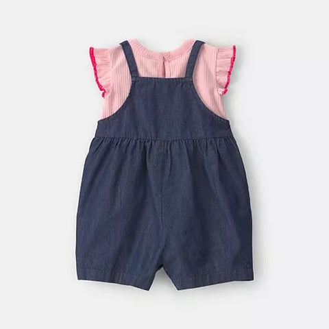 Baby Girls' Ruffled Sleeve T-Shirt and Chambray Romper, 2-Piece Set 1U563510