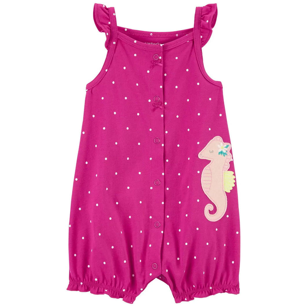 Baby Girls' Seahorse Snap-Up Cotton Romper 1R029310