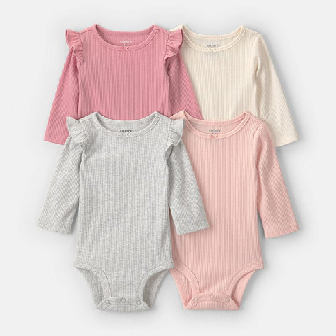 Baby Girls's 4-Pack Ribbed Long-Sleeve Bodysuit 1W116810