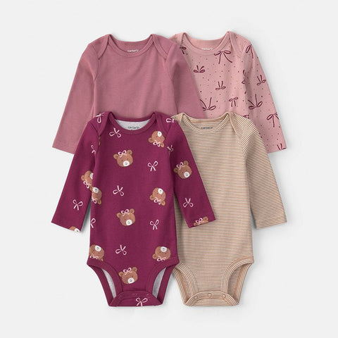 Baby Girls's 4-Pack Ribbed Long-Sleeve Bodysuits 1W118310