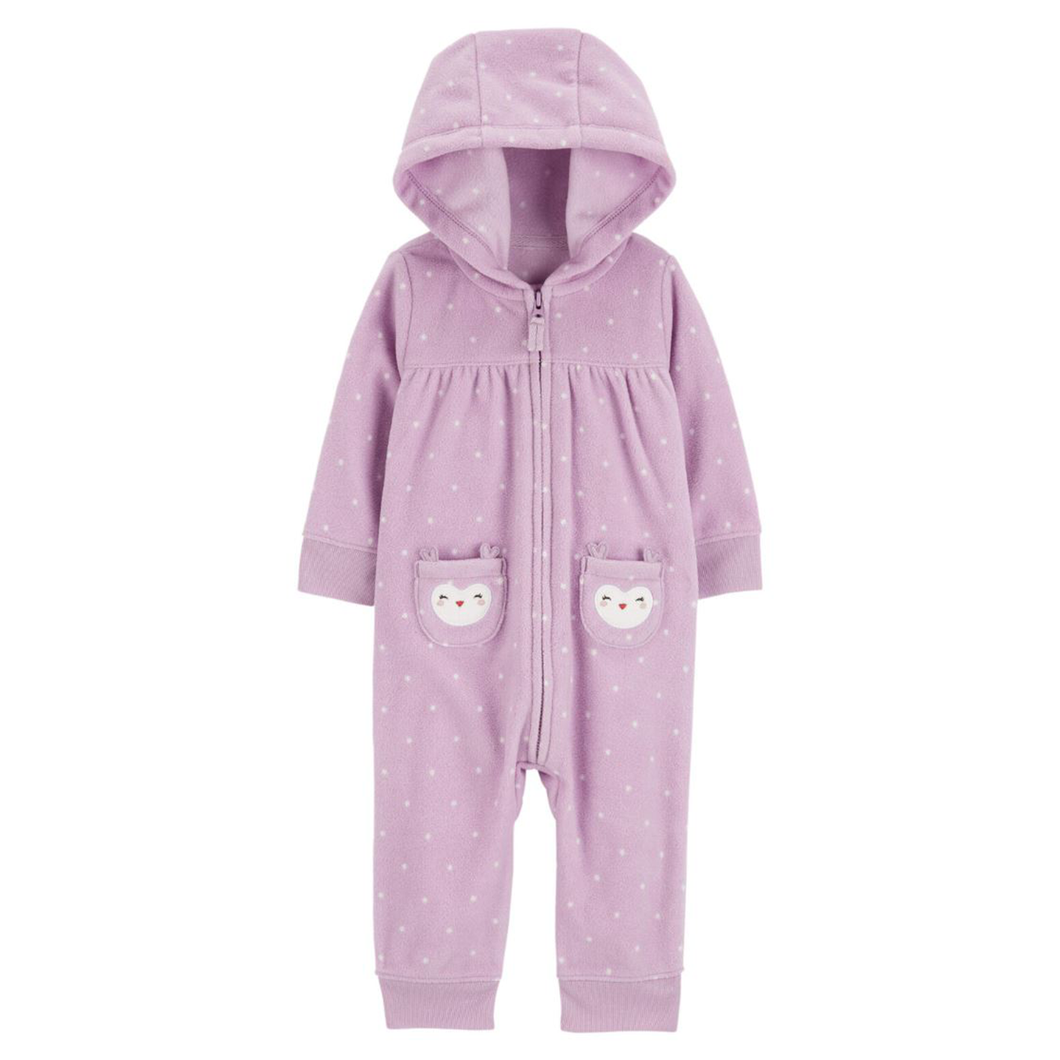 Baby Owl Hooded Zip-Up Fleece Jumpsuit 1R547810