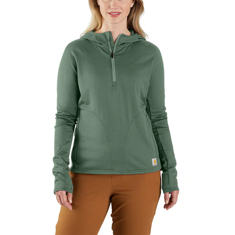Balsam Green Women's Relaxed Fit Half-Zip Hooded T-Shirt 106456