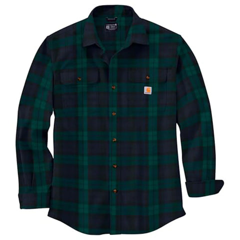 balsam green, Men's Big and Tall Loose Fit Heavyweight Flannel Long-Sleeve Plaid Shirt 106356