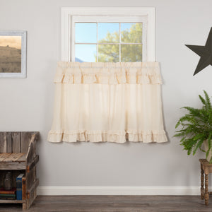 Muslin Ruffled Unbleached Natural Curtains 5137