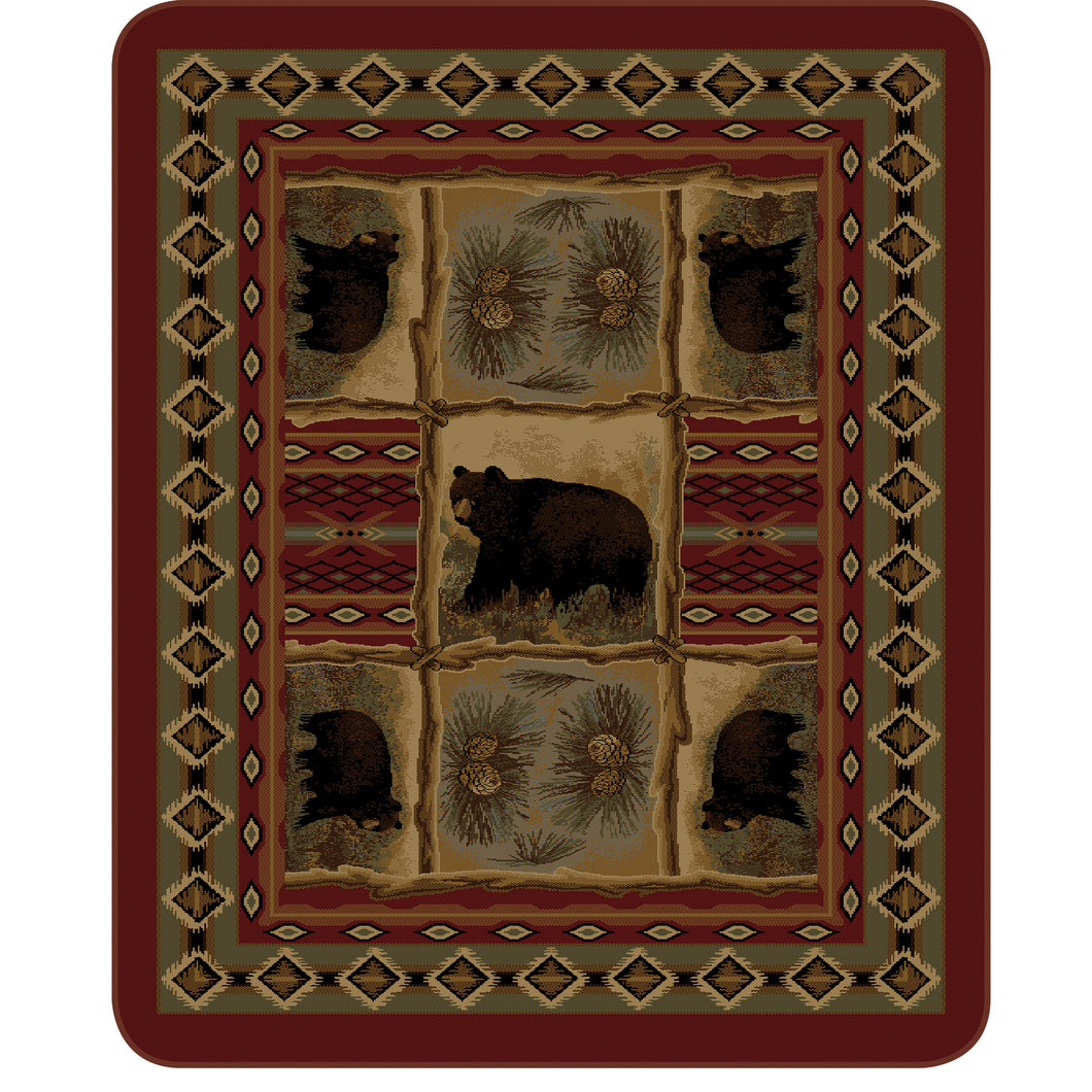 Regal Comfort Rustic Bear Patchwork Blanket DB 5351-2 Queen Size