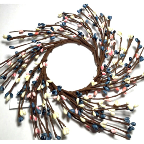 Blue, Cream, Pink Rice Berry Candle Ring.