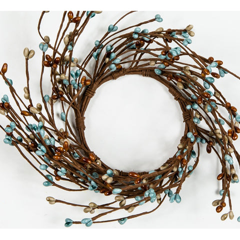 Gray, Brown, Light Blue Rice Berry Candle Ring.