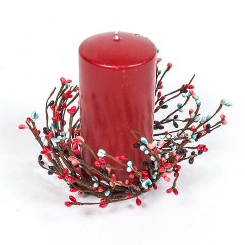 Light Teal Coral Black Candle Ring.