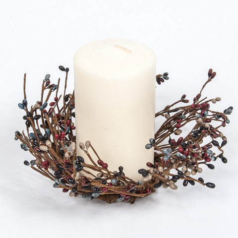 Red, Slate Blue, Black Mix Candle Ring Rice Berry
