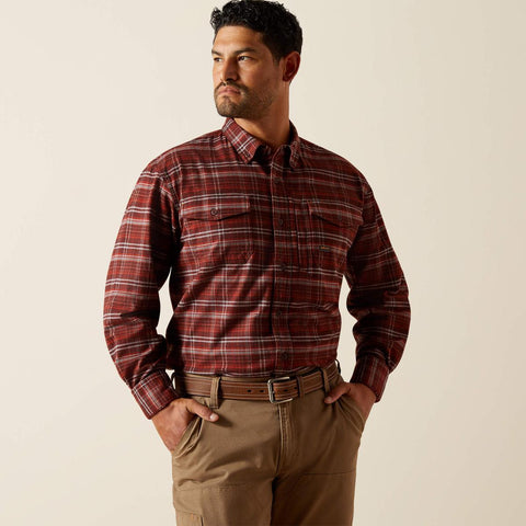Red Men's Rebar Flannel DuraStretch Work Shirt 100625