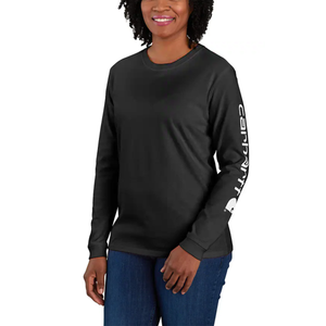 Women's Long Sleeve Logo Sleeve Graphic Tee 103401 Black