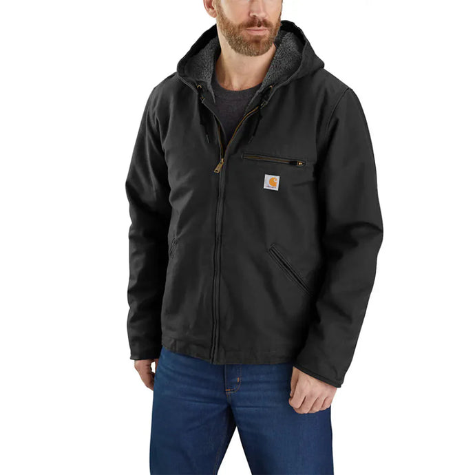 black Men's Big and Tall Washed Duck Canvas Sherpa Lined Jacket 104392, 