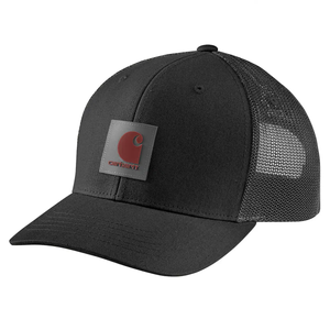 Black Men's Rugged Flex Twill Mesh-Back Logo Patch Cap 105216