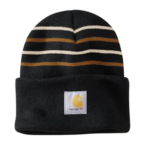 Black Men's Knit Stripe Beanie 106338