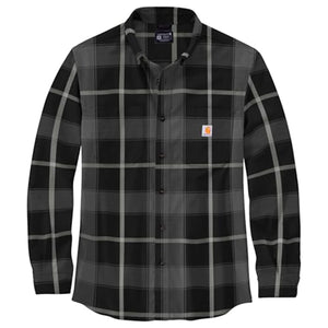 black, Men's Big and Tall Rugged Flex Relaxed Fit Midweight Flannel Long-Sleeve Plaid Shirt 106352