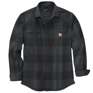 black, Men's Big and Tall Loose Fit Heavyweight Flannel Long-Sleeve Plaid Shirt 106356