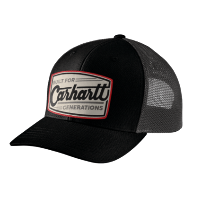 Black Men's Canvas Mesh-Back Built Patch Cap 106928