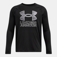 Black Boys' UA Tech Hybrid Print Fill Long Sleeve Shirt 1380470