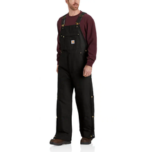 Black Men's Loose Fit Firm Duck Insulated Bib Overall 104393