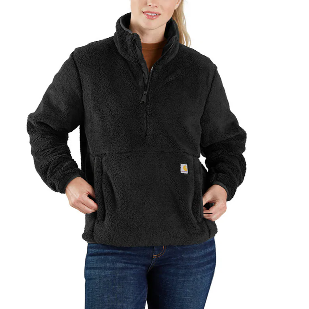 Black Women's Loose Fit Fleece Pullover 106470