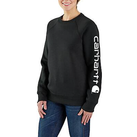 Black Women's Relaxed Fit Midweight Graphic Crewneck Sweatshirt 106718