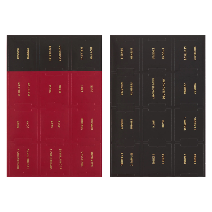 Red and Black Multicolored Bible Indexing Stickers, Old and New Testament ITAB0