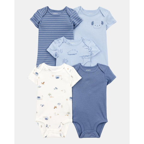 Baby Boys' 5-Pack Short-Sleeve Cotton Bodysuits 1T008