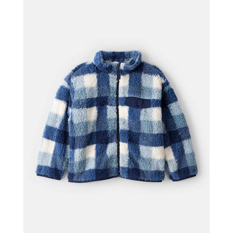 Boys Plaid Sherpa Long-Sleeve Zip-Up Jacket 3T512410