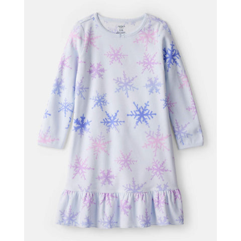 Girls' Fleece Long-Sleeve Loose Fit Night Gown 3T557