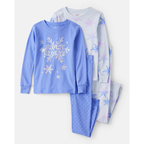 Girls Cotton Snug Fit 4-Piece Pajamas 3U026