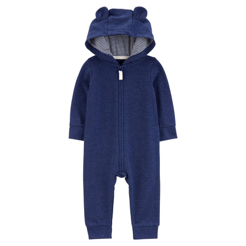 Blue Baby Boys' Bear Hood Zip-Up Thermal Jumpsuit 1R684910