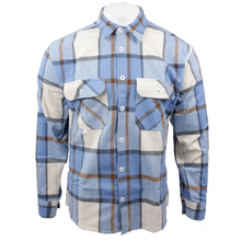 Trendy Life men's brawny flannel shirt in white & blue plaid