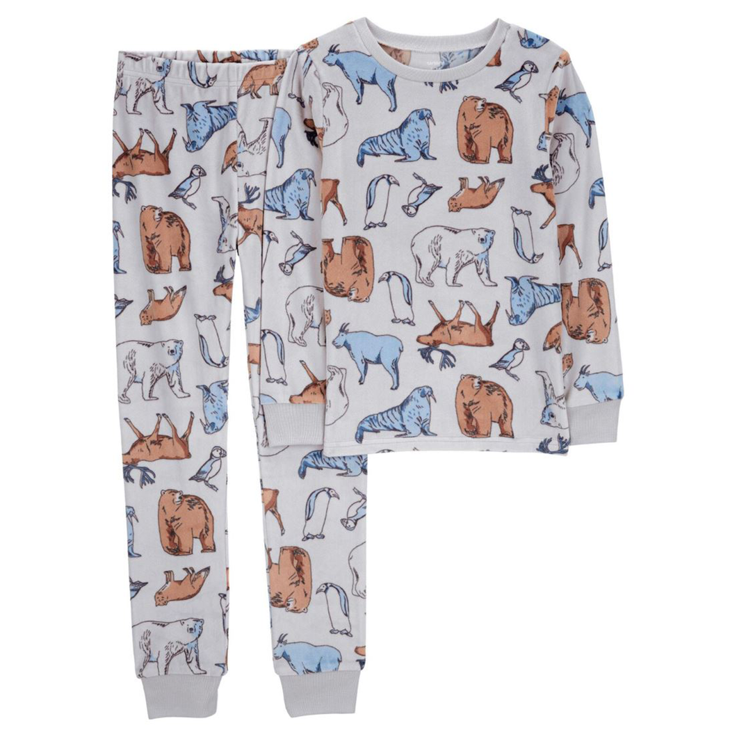 Boys' 2-Piece Animals Fuzzy Velboa Pajama Set 3R936710