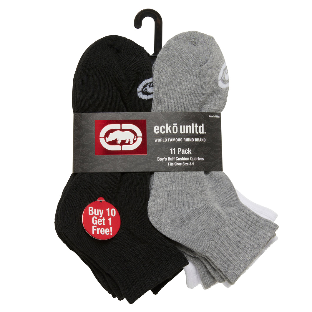 Boys' Ecko Quarter Socks 11-Pack EUB-728/11