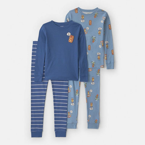 Boys's 4-Piece Fun Print Pajama Set 3W131510